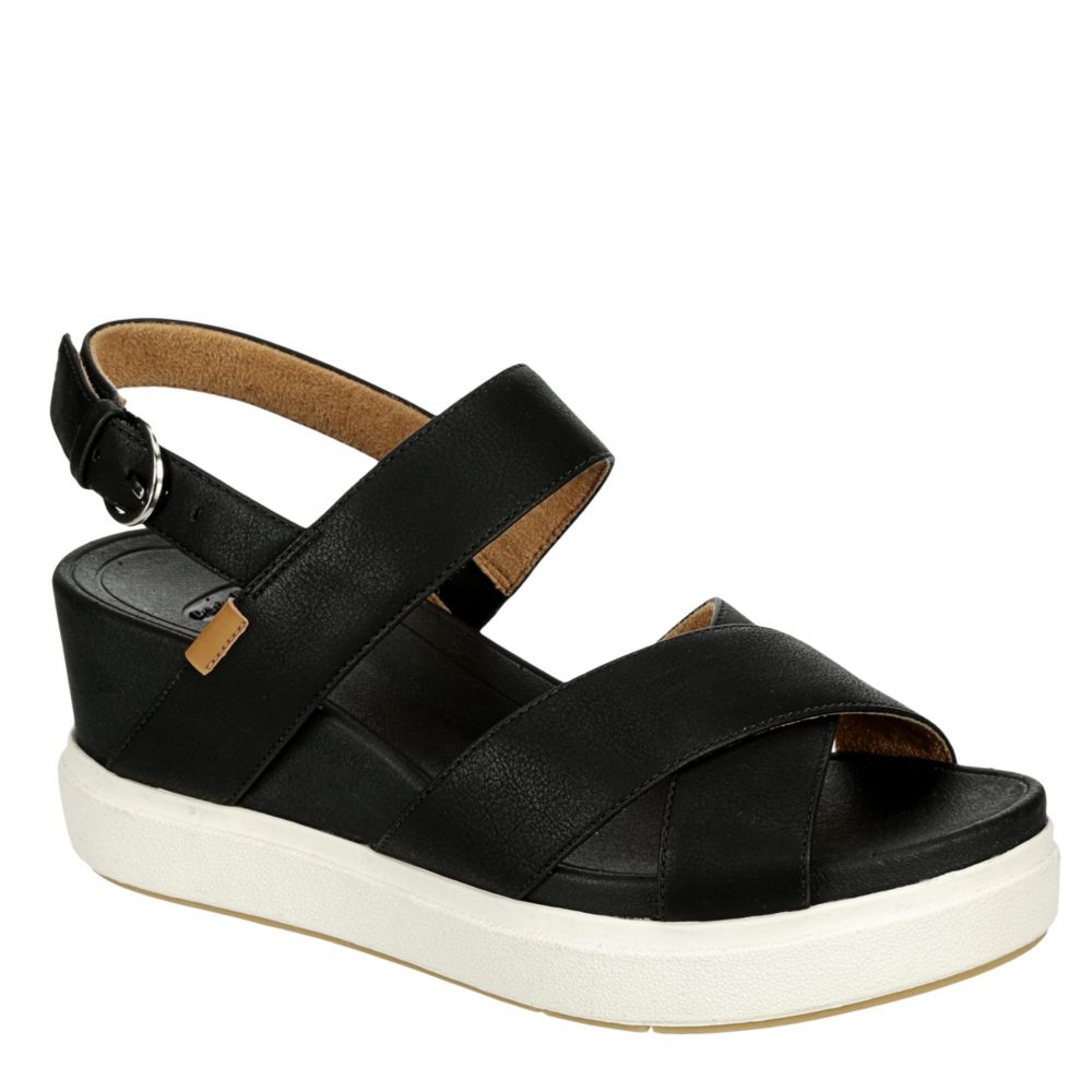 dr scholl's black wedge sandals