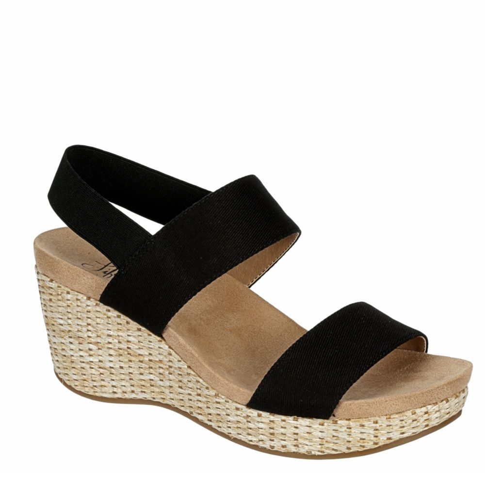 Black Lifestride Womens Delta Wedge Sandal | Sandals | Off Broadway Shoes