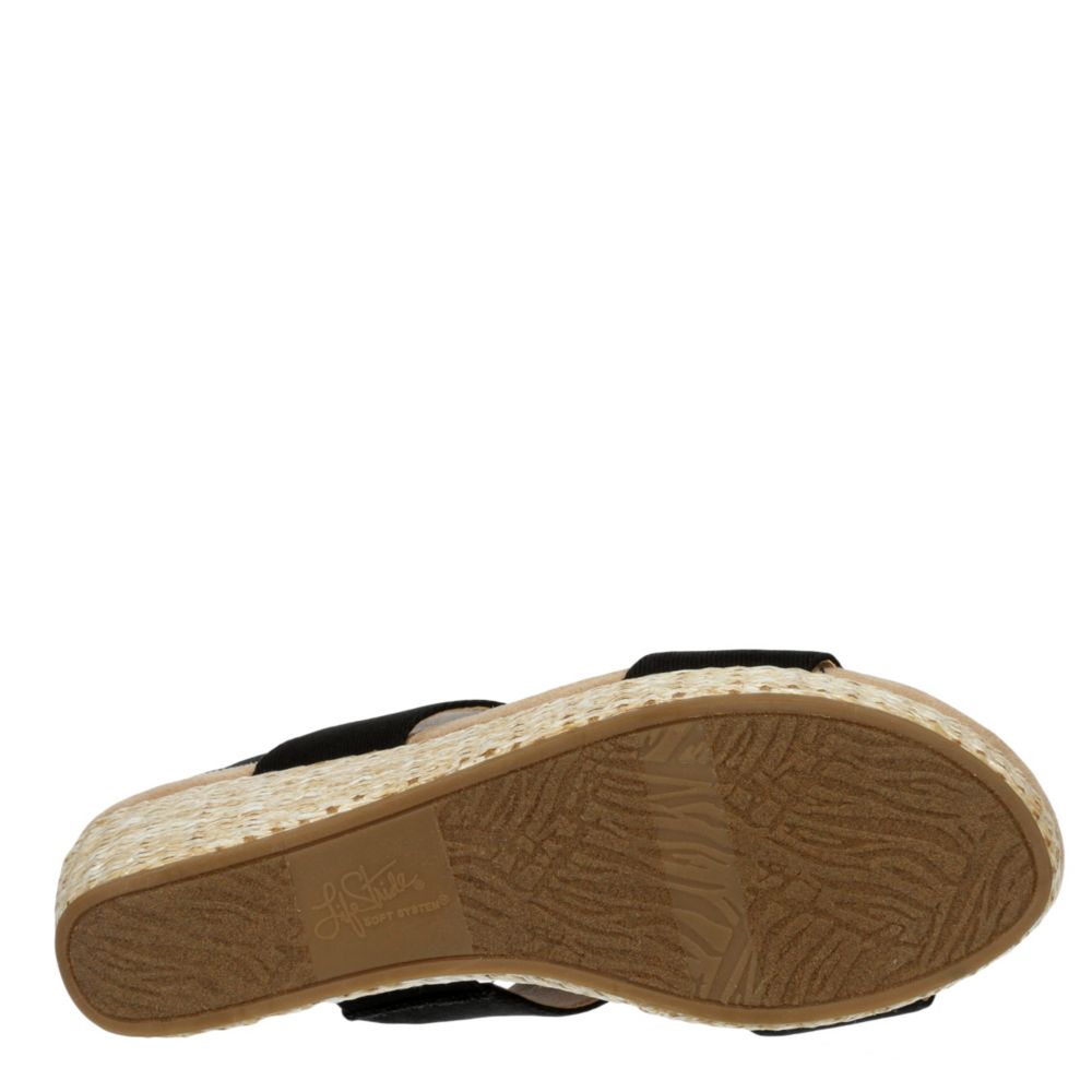 LIFESTRIDE Womens Delta Wedge Sandal - BLACK