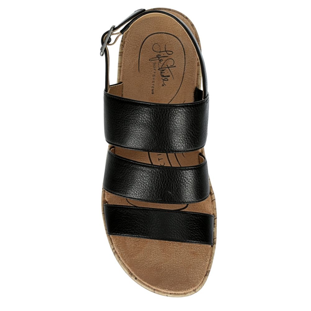LIFESTRIDE Womens Wynonna Wedge Sandal - BLACK