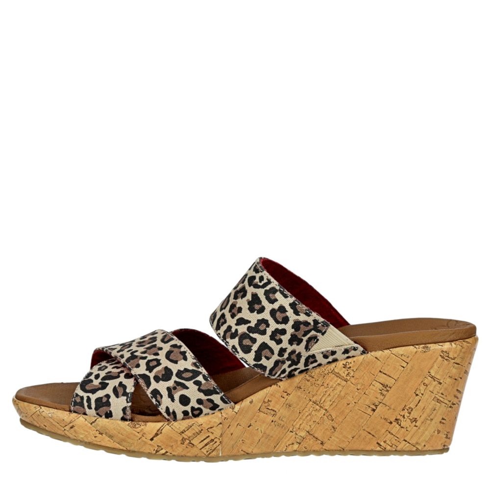 SKECHERS Womens Beverlee Purrfect Wedge Slide Sandal - LEOPARD