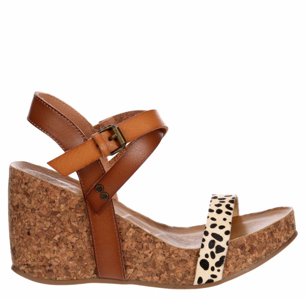 blowfish leopard wedges