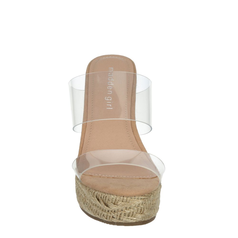 MADDEN GIRL Womens Valiee Espadrille Wedge Sandal - CLEAR