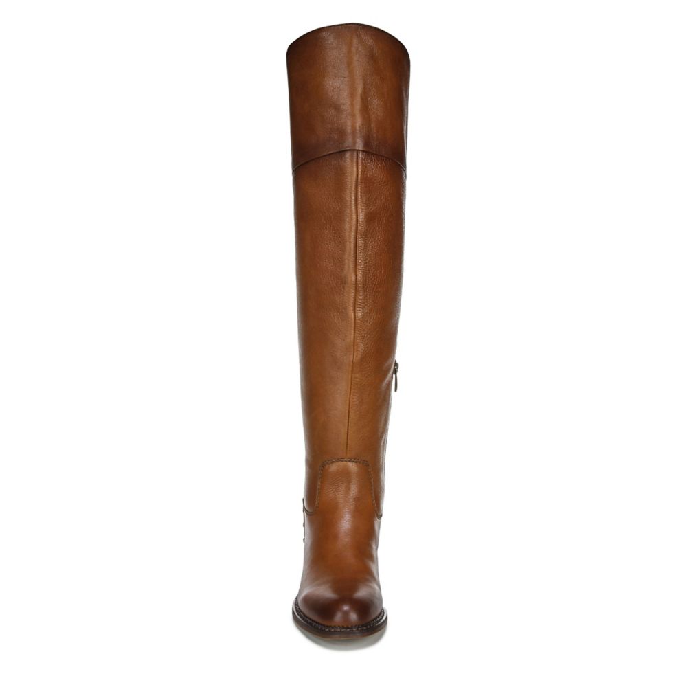 cognac over the knee boots