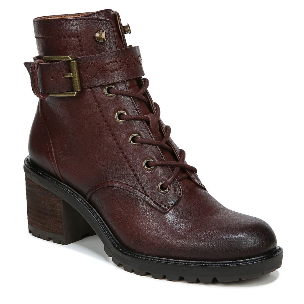 wine lace up boots