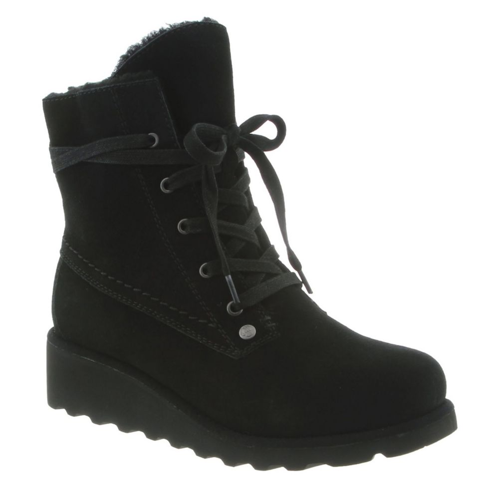 black boot wedges with laces