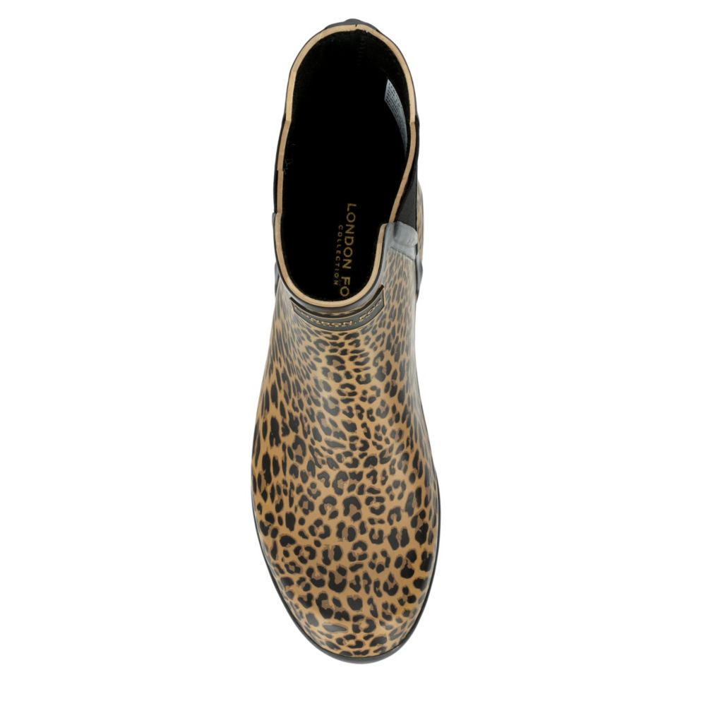 LONDON FOG Womens Piccadilly Rain Boot - LEOPARD
