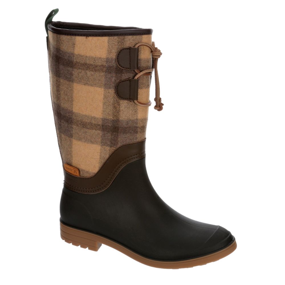 beige rain boots