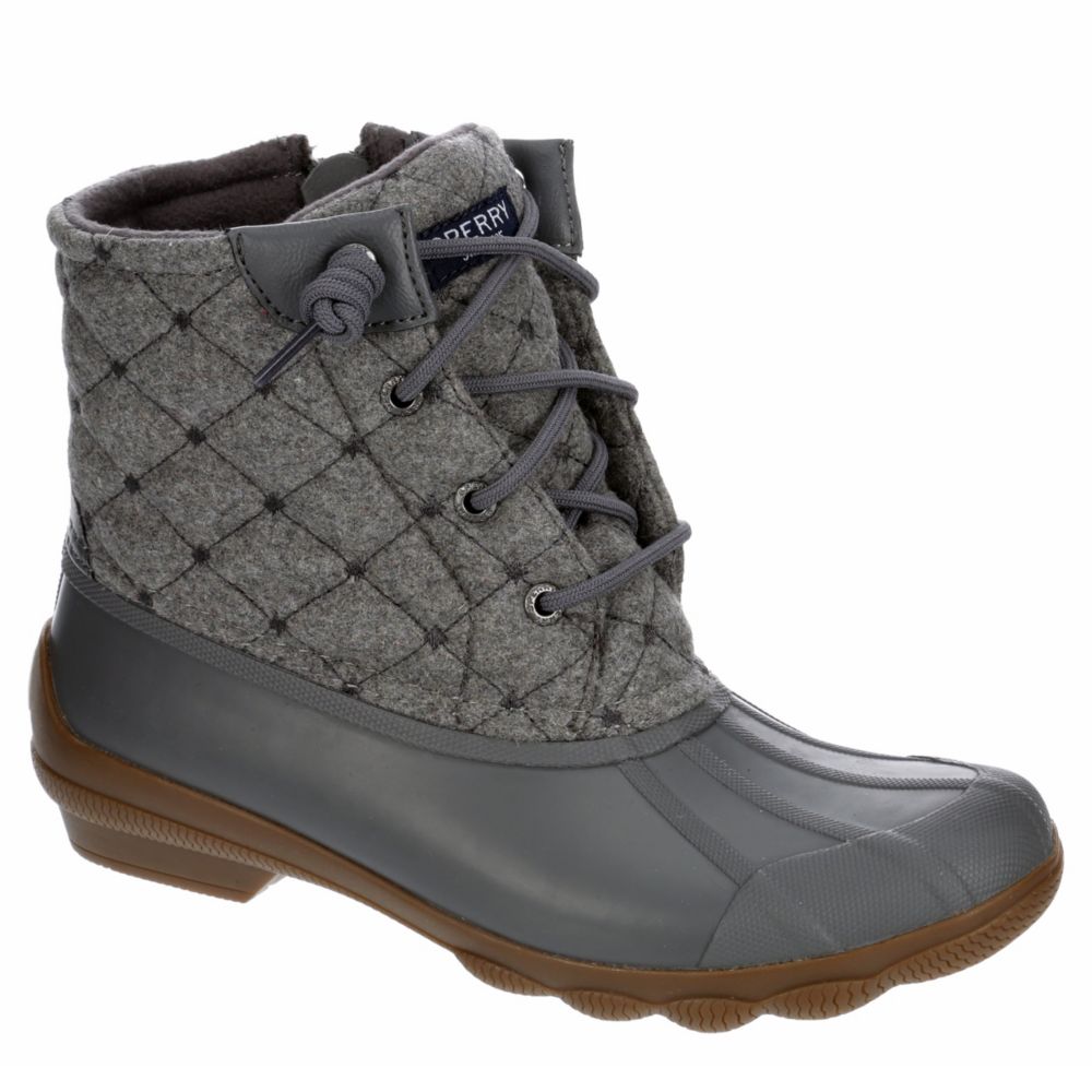 womens duck boots grey