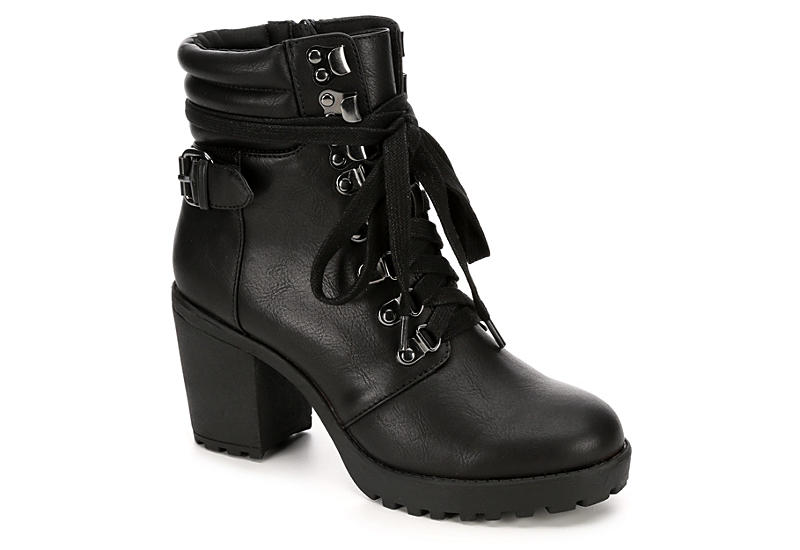 Black Mia Womens Annamaria Combat Boot Boots Off Broadway Shoes