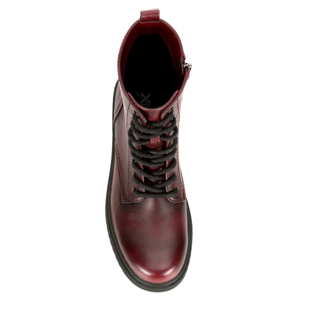 XAPPEAL Womens Amara Combat Boot - BURGUNDY