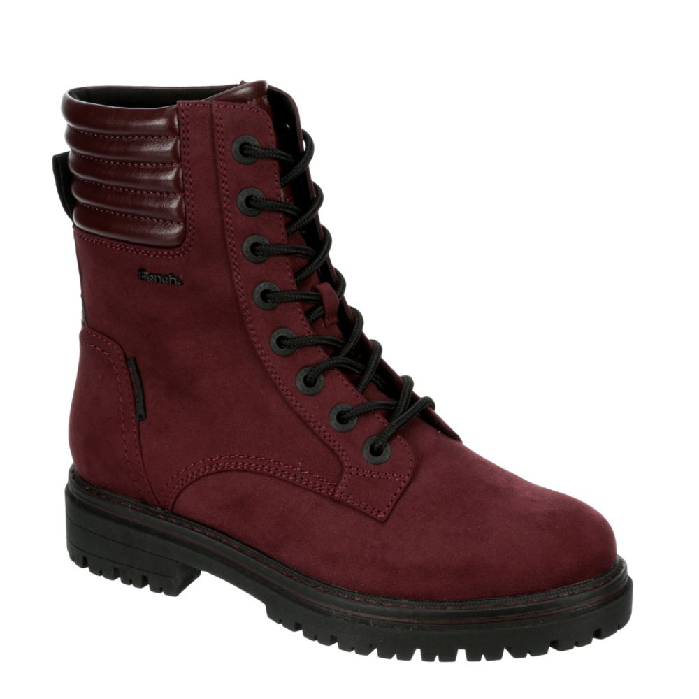 combat boots burgundy