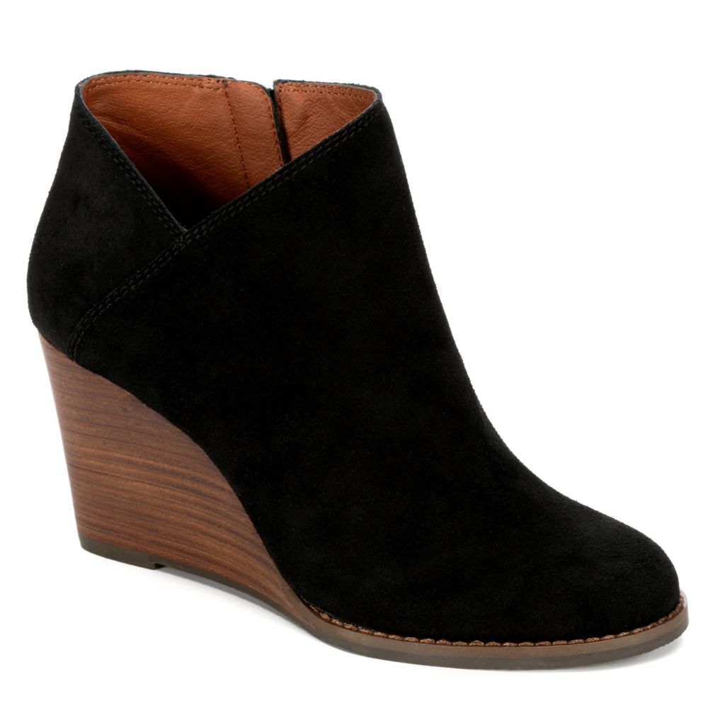 lucky brand black wedge booties