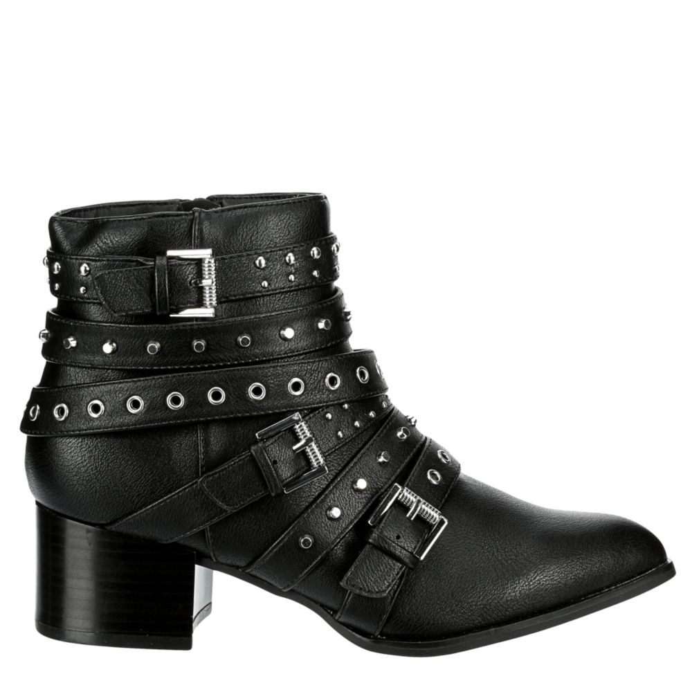 womens black moto booties