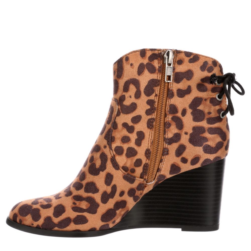 L4L Womens Jojo Wedge Bootie - LEOPARD