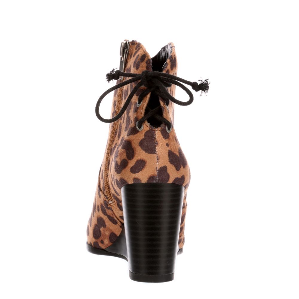 L4L Womens Jojo Wedge Bootie - LEOPARD