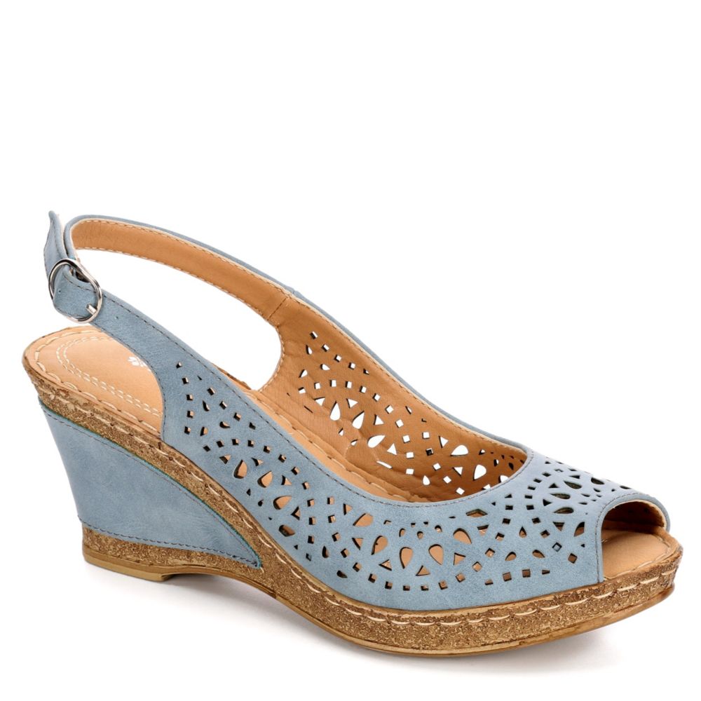 PATRIZIA Womens Shaninoqua Wedge Sandal - BLUE