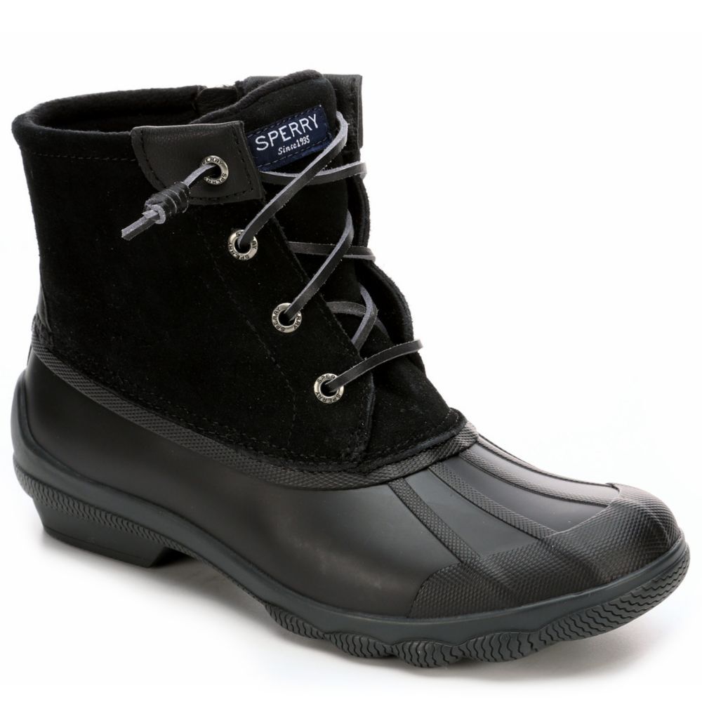 sperry all black duck boots