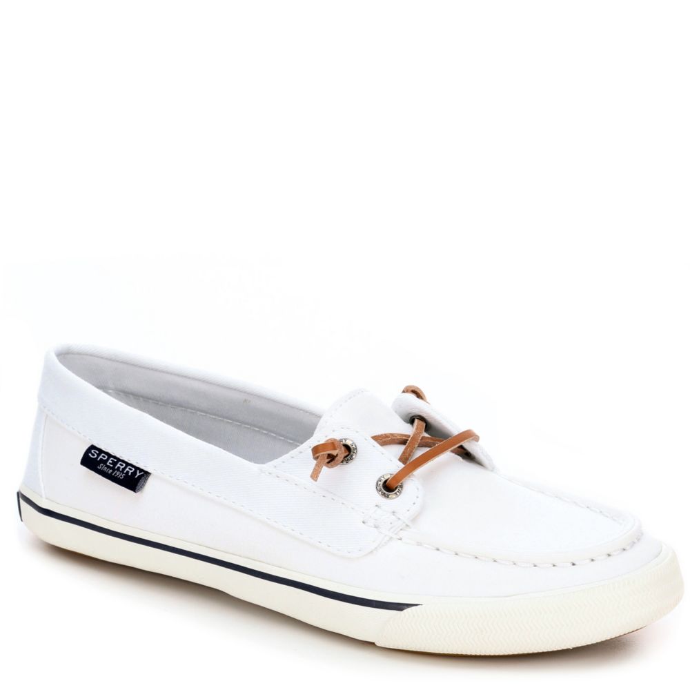 white slip on sperrys