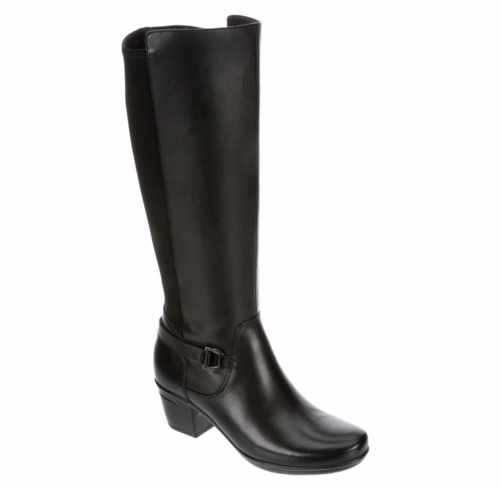 clarks riding boots black