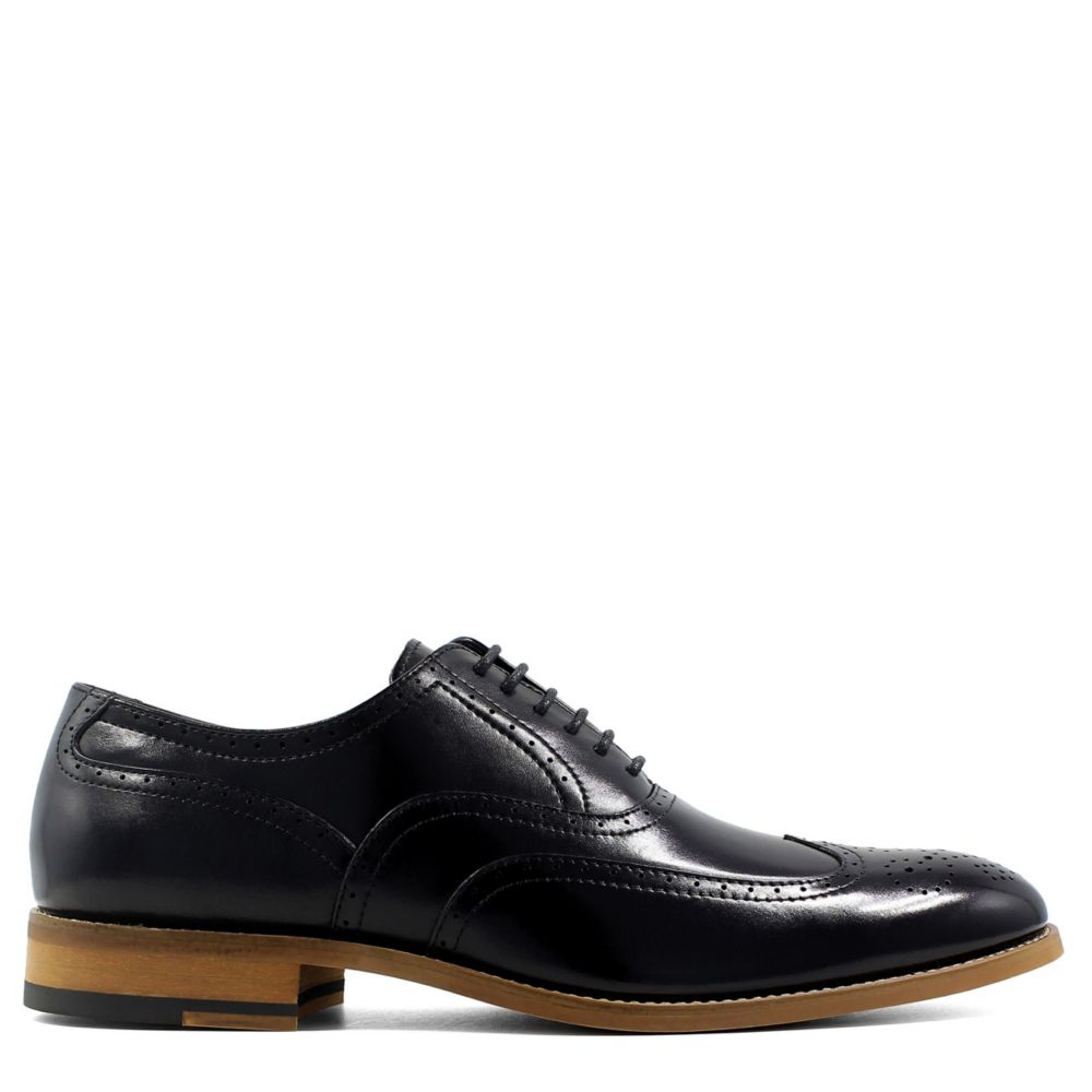 STACY ADAMS Mens Dunbar Wingtip Oxford - BLACK