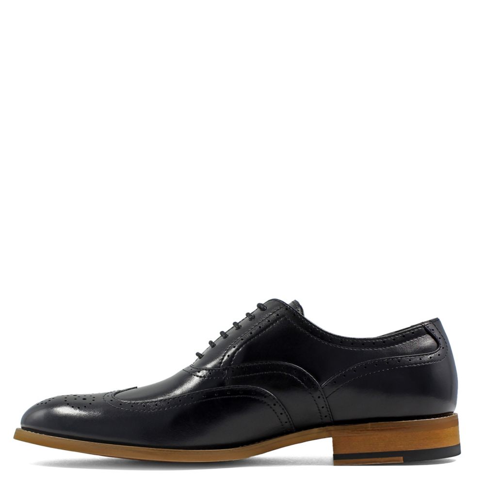 STACY ADAMS Mens Dunbar Wingtip Oxford - BLACK