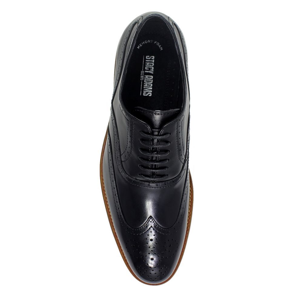 STACY ADAMS Mens Dunbar Wingtip Oxford - BLACK