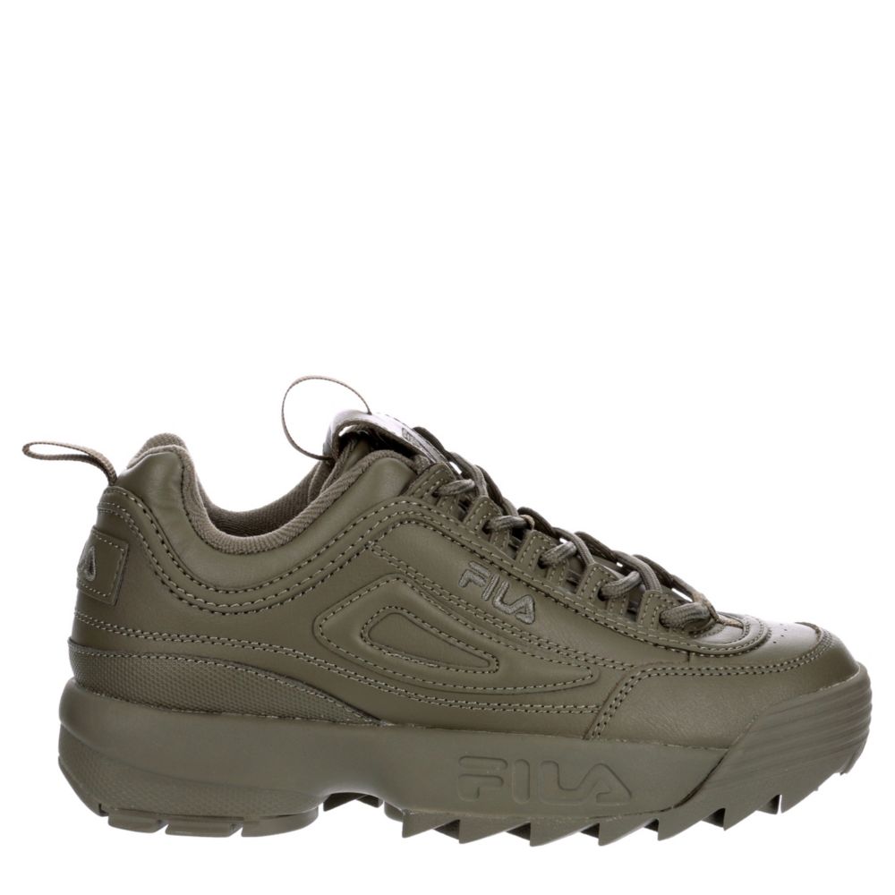 womens fila disruptor shearling athletic shoe olive