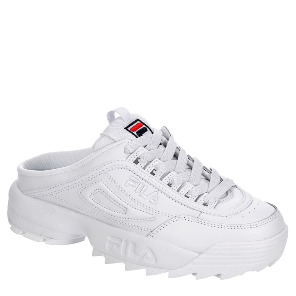 White Fila Womens Disruptor Mule Sneaker | Athletic | Off Broadway Shoes