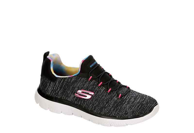 Black Skechers Womens Summits Rainbow Swirl Sneaker | Athletic | Off Broadway Shoes