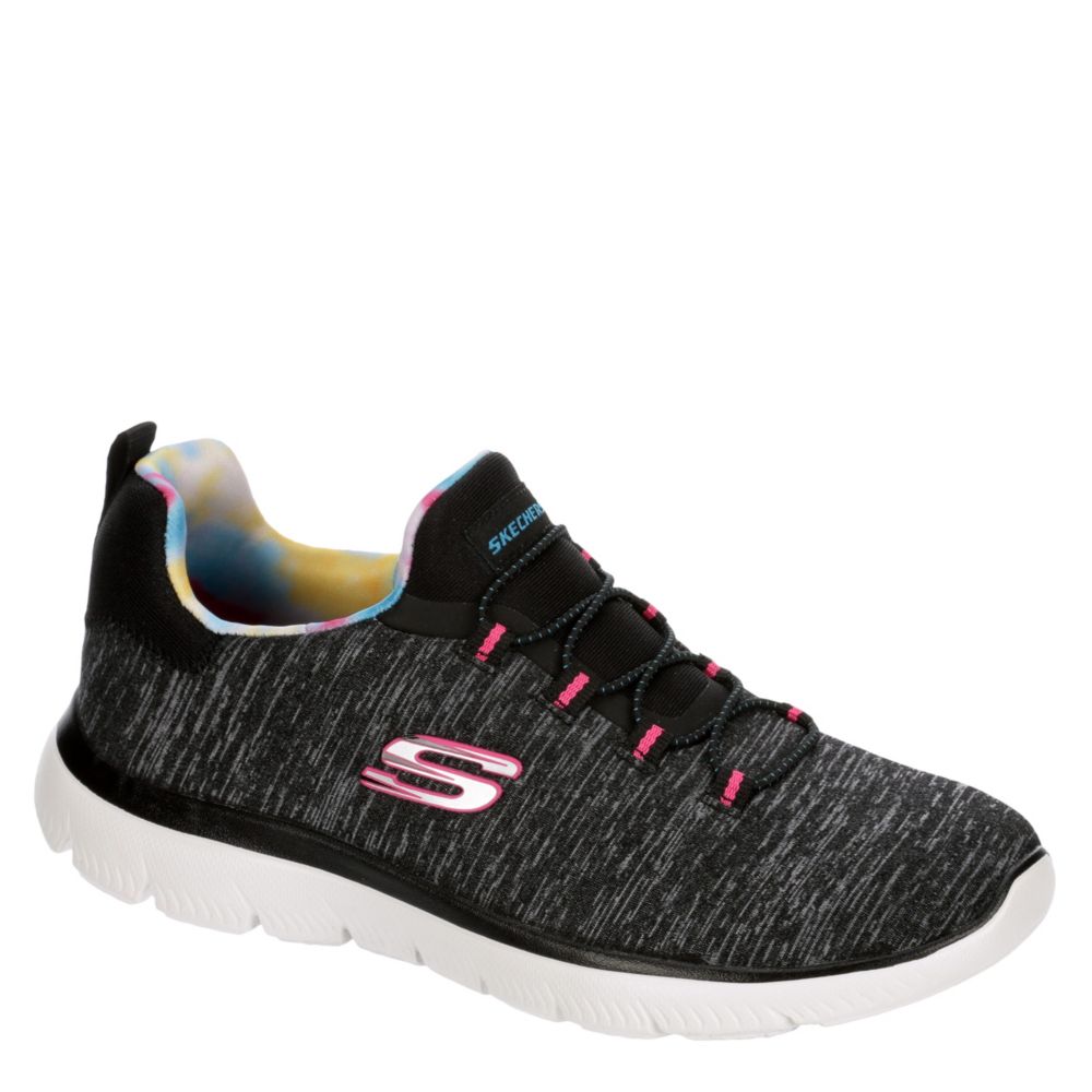 black skechers with rainbow laces