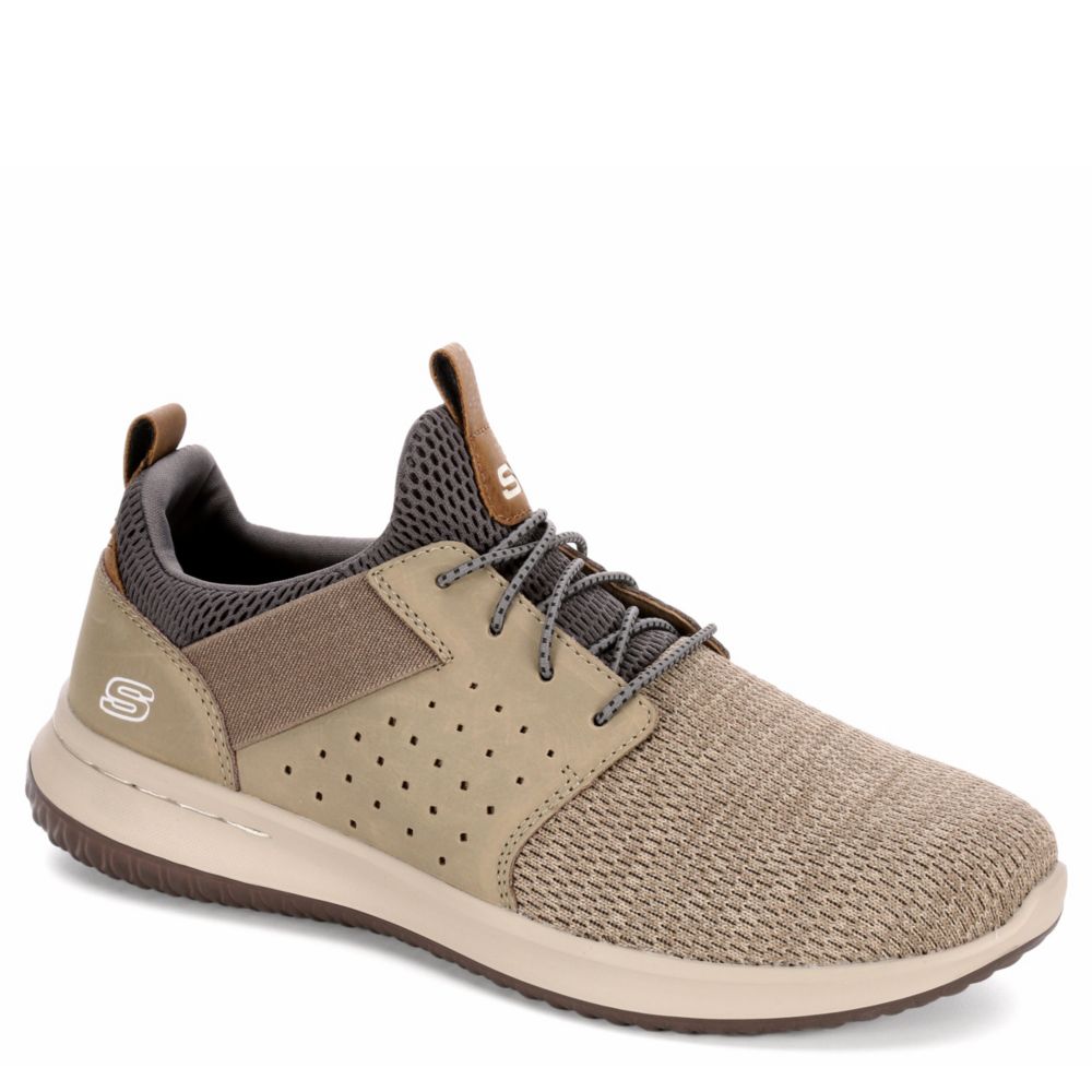 Taupe Skechers Mens Delson Camden Air Cooled Memory Foam Sneaker