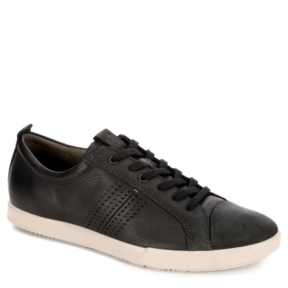 ecco mens black leather sneakers