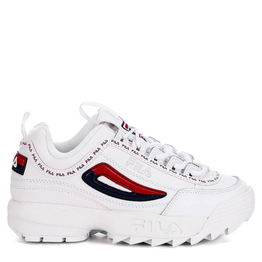 red and blue fila shoes