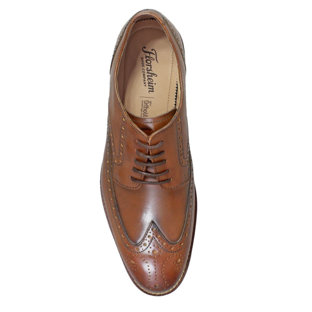 FLORSHEIM Mens Salerno Wingtip Oxford - COGNAC