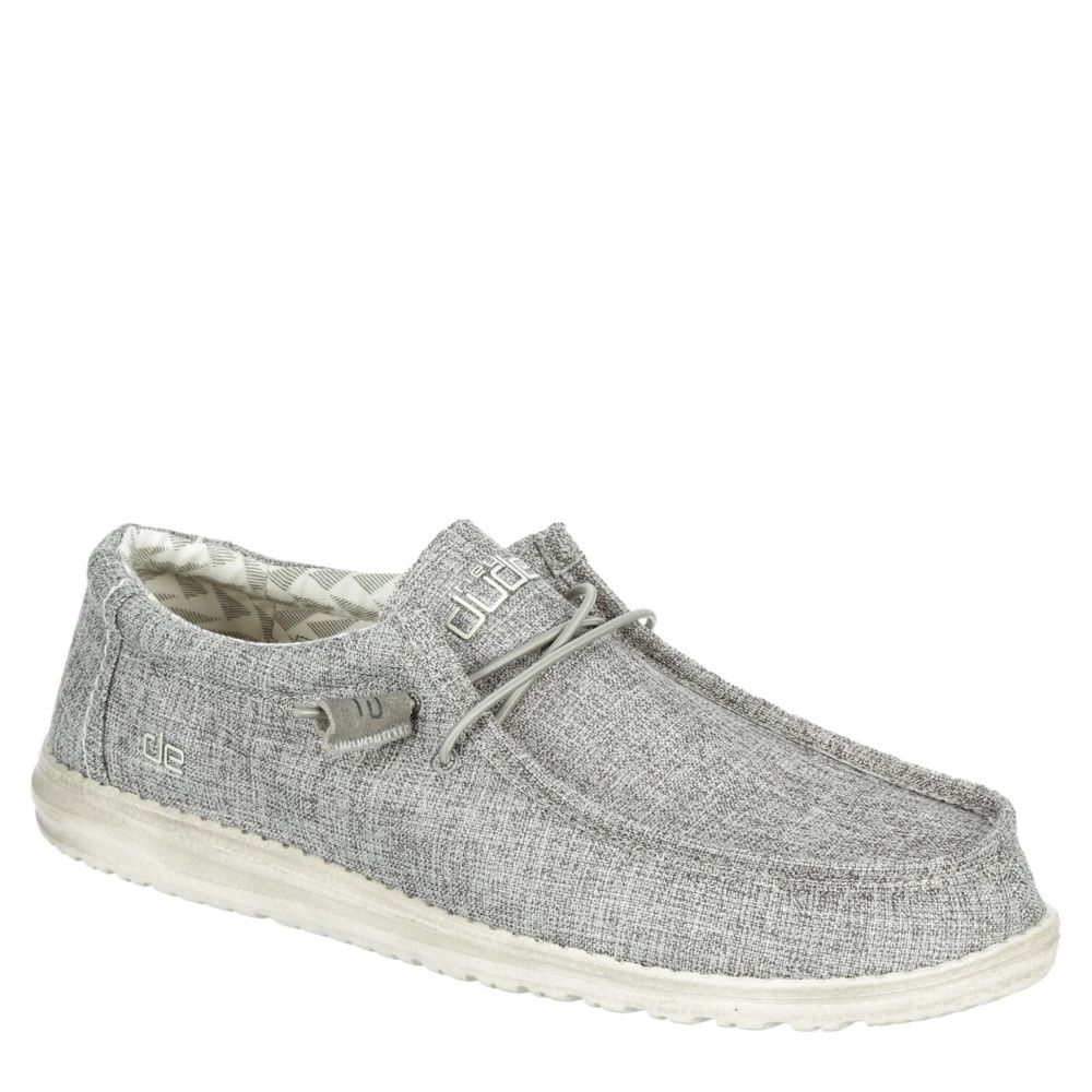 Grey Hey Dude Mens Wally Linen Iron Fabric Shoe Casual