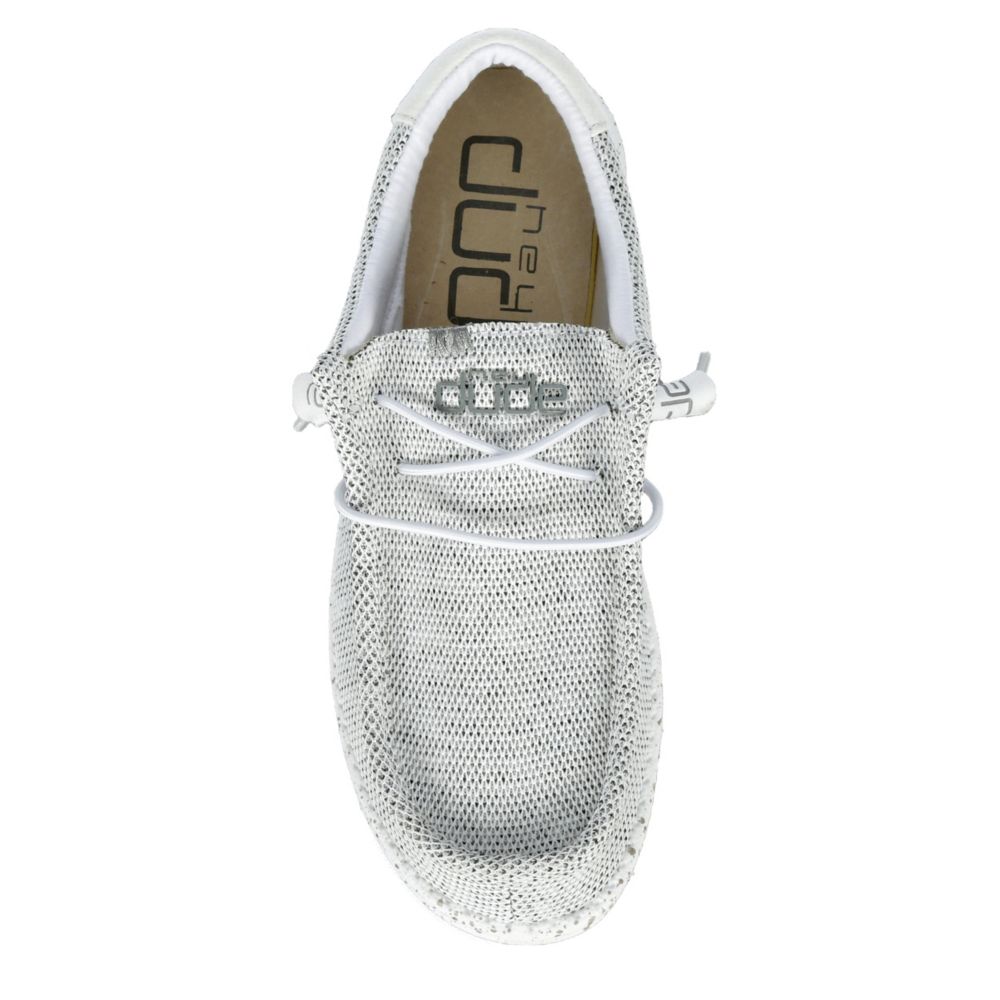 Bone Hey Dude Mens Wally Sox Stone White Canvas Shoe