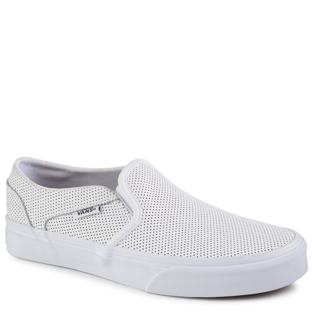 White Vans Asher Women S Slip On Sneakers Off Broadway Shoes