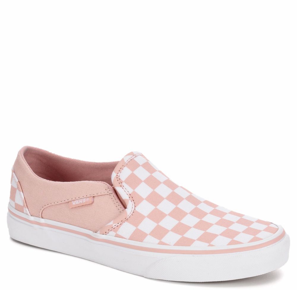 Pink Vans Asher Checkerboard Women S Slip On Sneakers Off