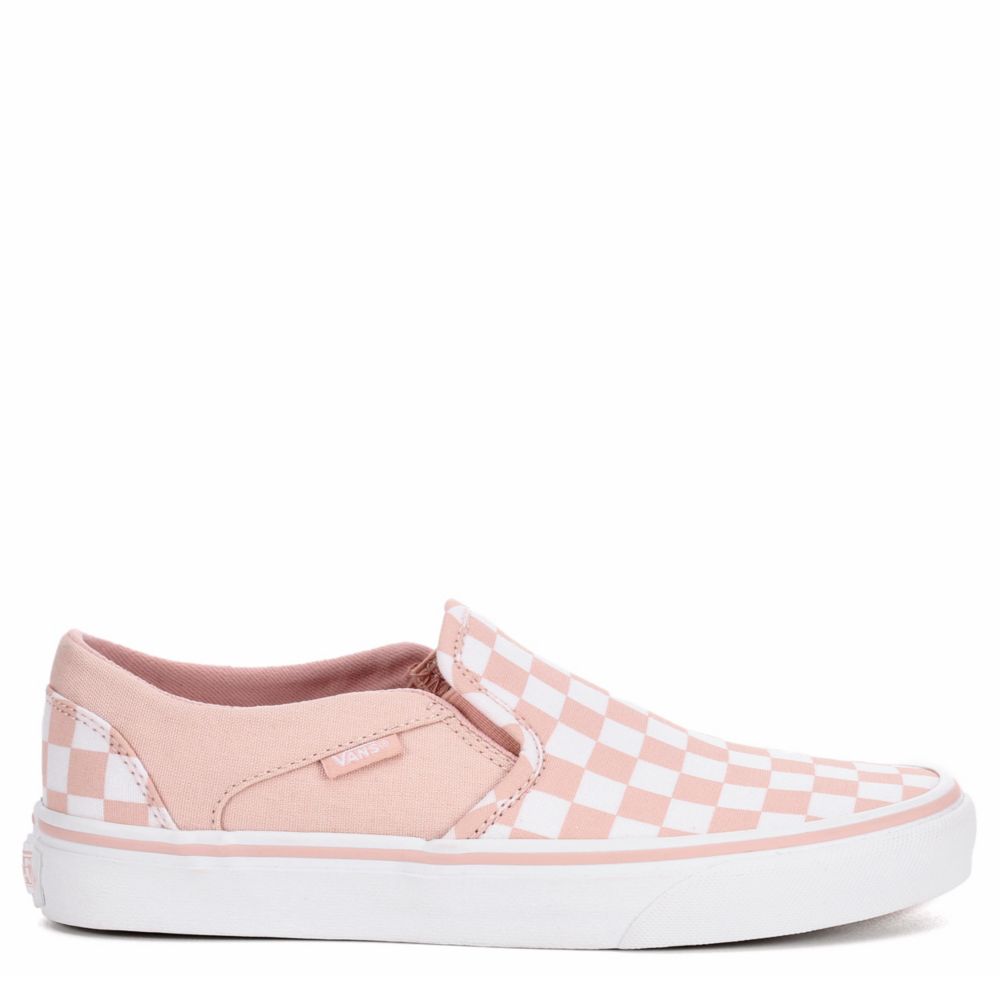 checkerboard vans light pink