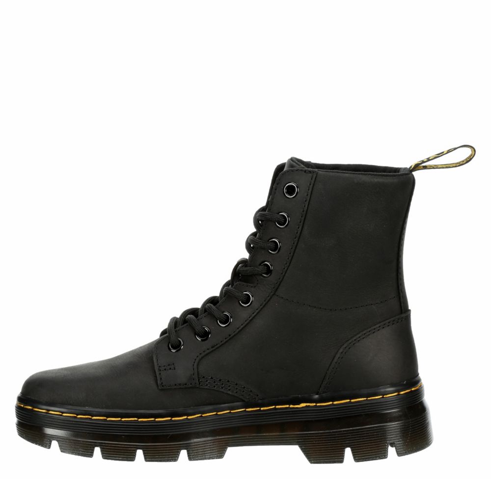 Black Dr.martens Mens Combs Leather Combat Boot Boots Off Broadway