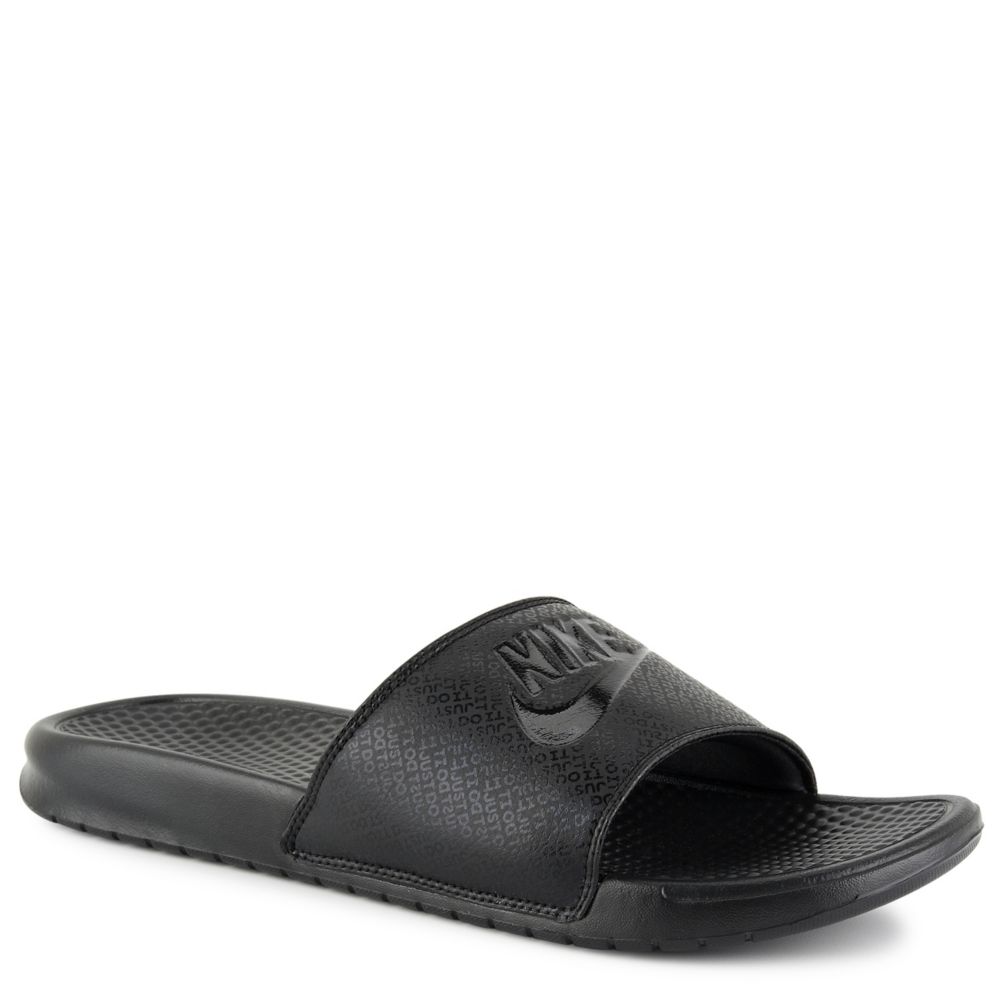 all black slide sandals