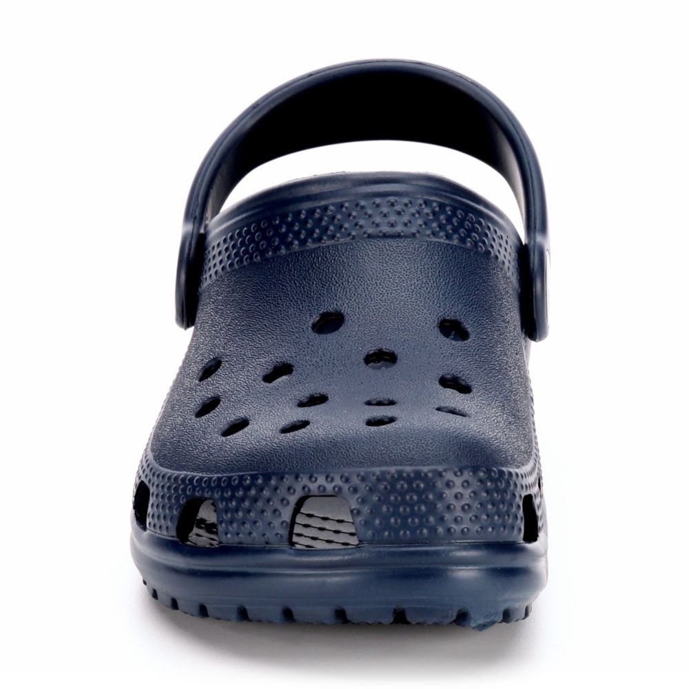 navy crocs with fur