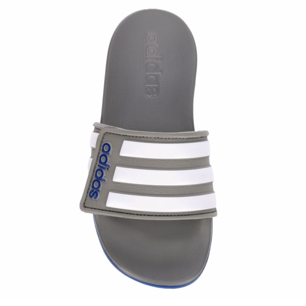 grey adilette slides