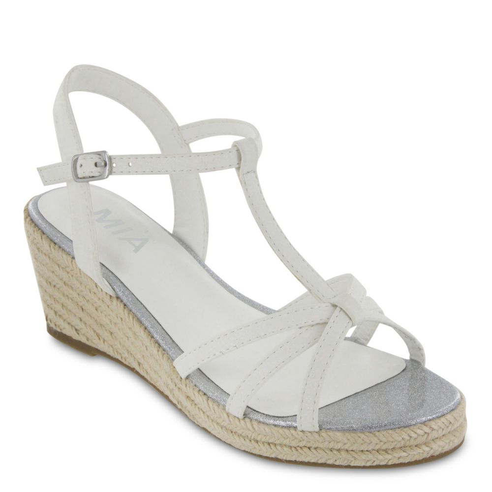 girls white wedge sandals