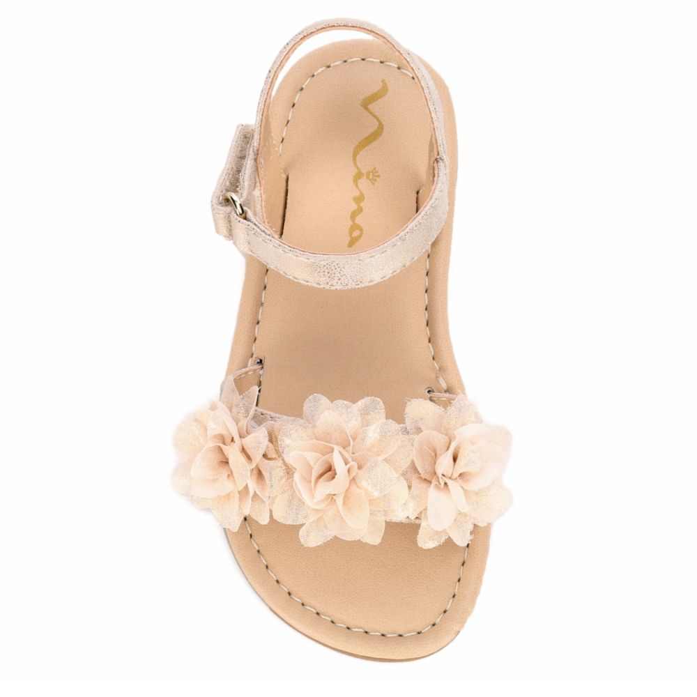 NINA KIDS Girls Infant P-cindy Flat Sandal - GOLD