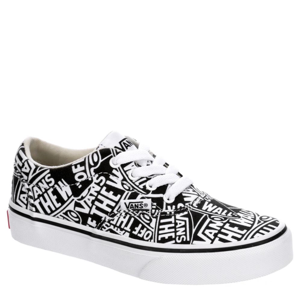 boys vans black and white