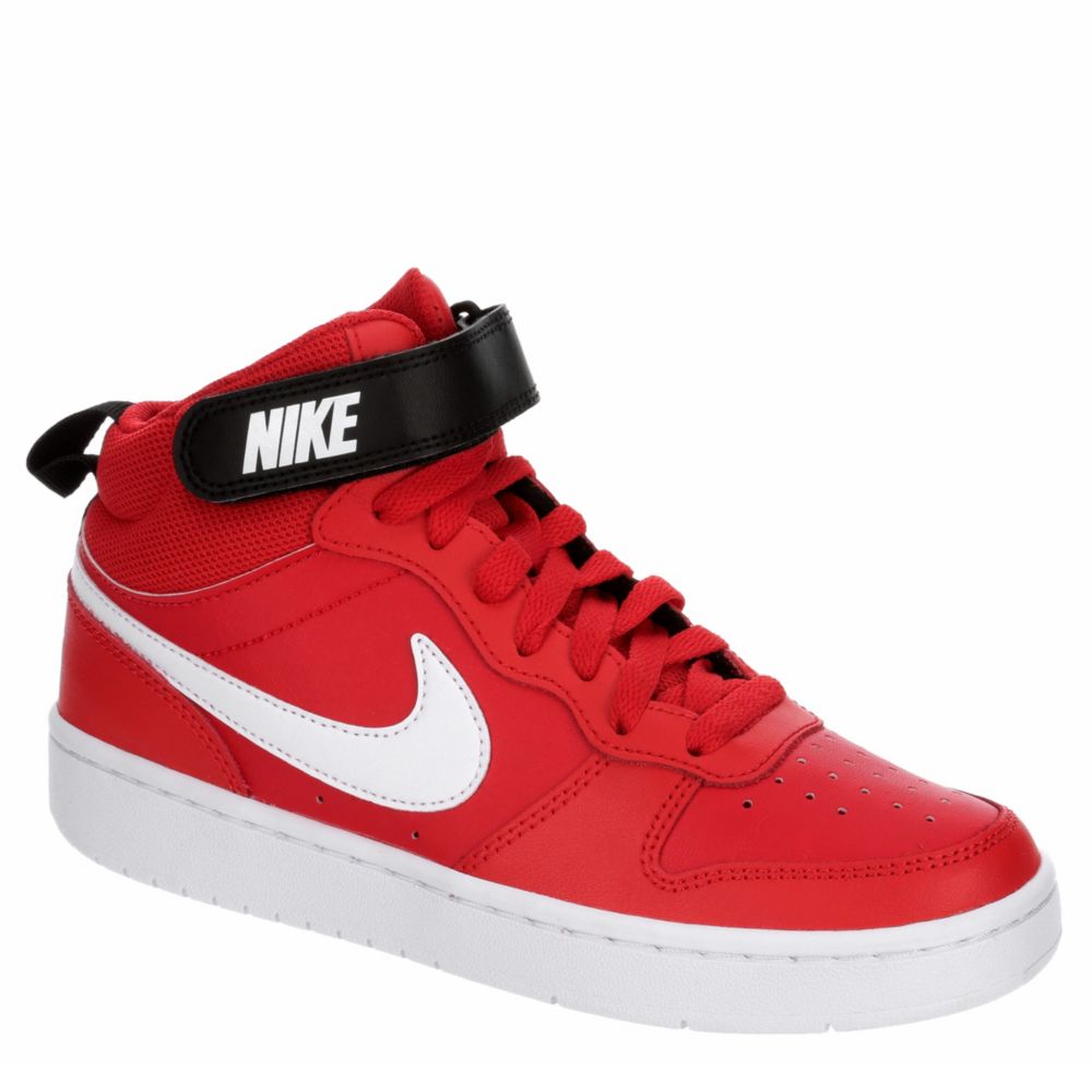 Red Nike Boys Court Borough Mid 2 Sneaker | Athletic | Off Broadway Shoes