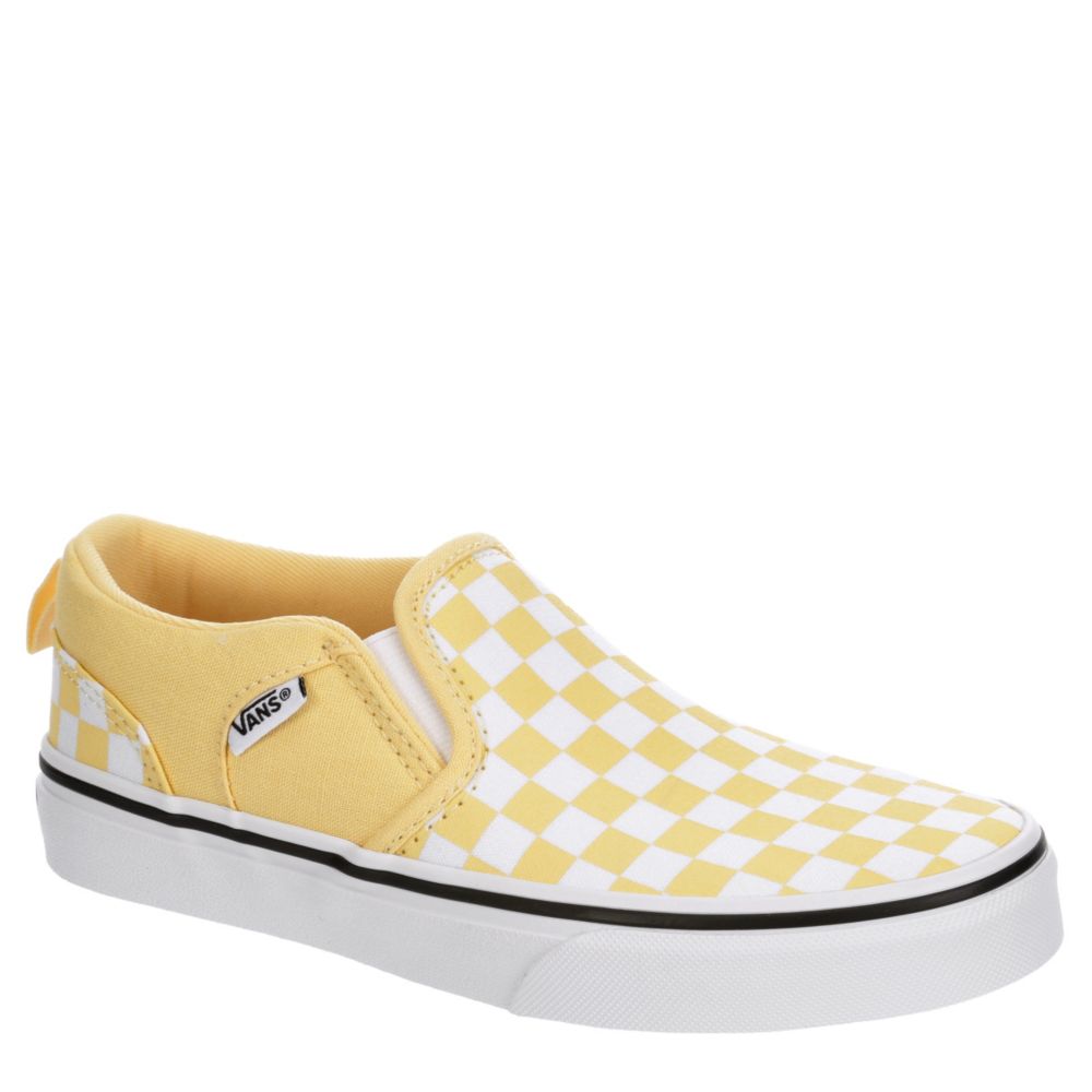 girls yellow checkerboard vans