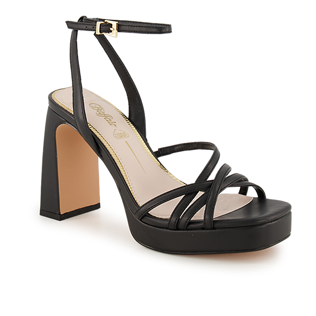 Buffalo Cherry Cage Damen Hohe Sandalette Schwarz